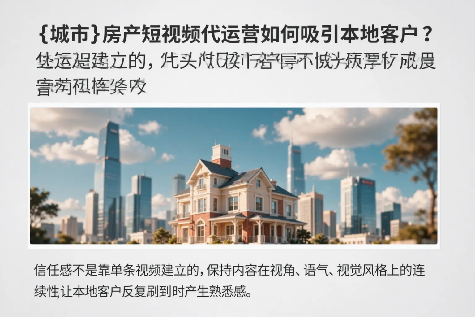 米东房产短视频代运营如何吸引本地客户？